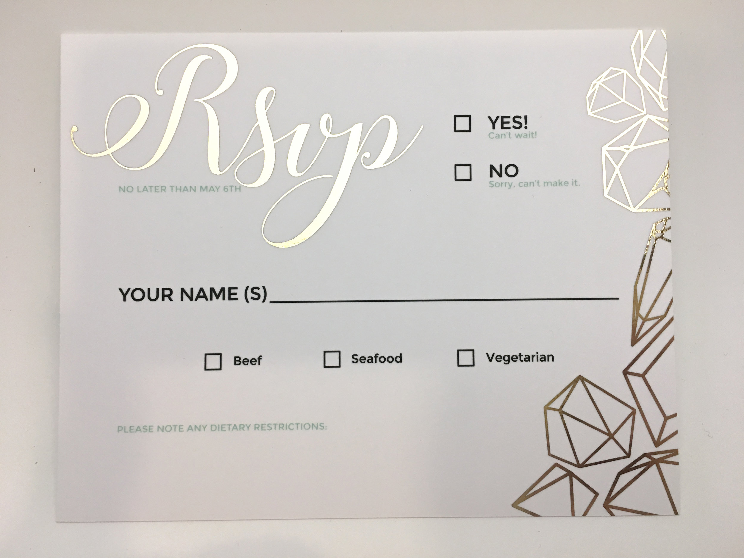 The geometric elements were pulled into the RSVP cards as well. 