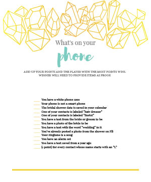 The bridal party asked for activity cards for the bridal shower. I designed them similarly to the invitations that the bride originally requested.