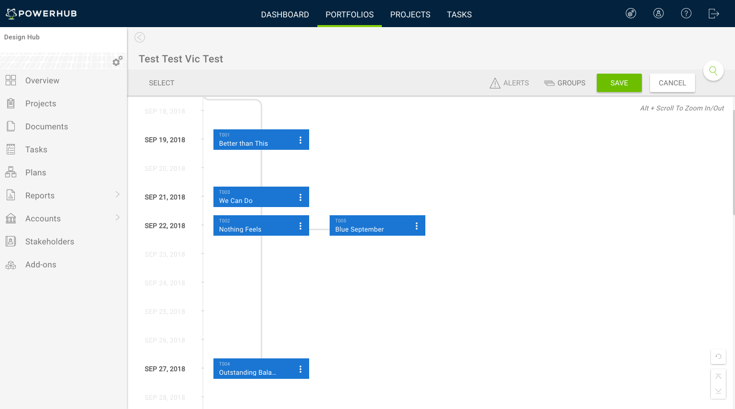 Directly clicking on a date along the timeline creates a key date entry form.