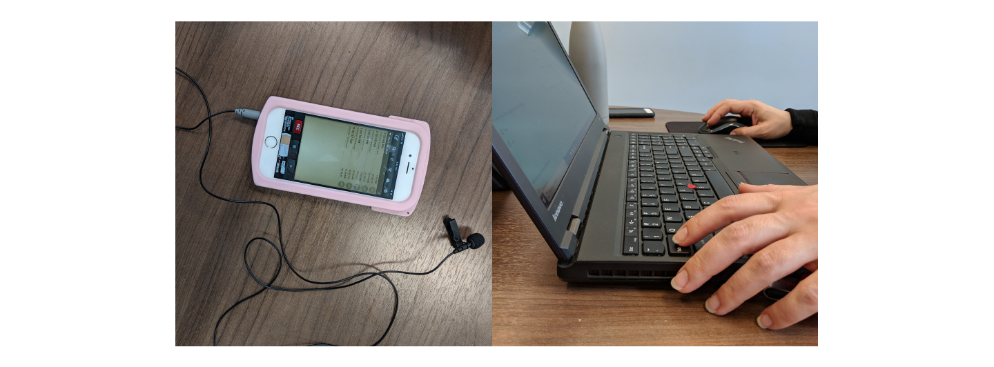 Tools used during testing: Voice Record app for iOS; Rode mic; Otter.ai (transcription post interview); Laptop with the html/css files (5 forms); Quiet office with good light