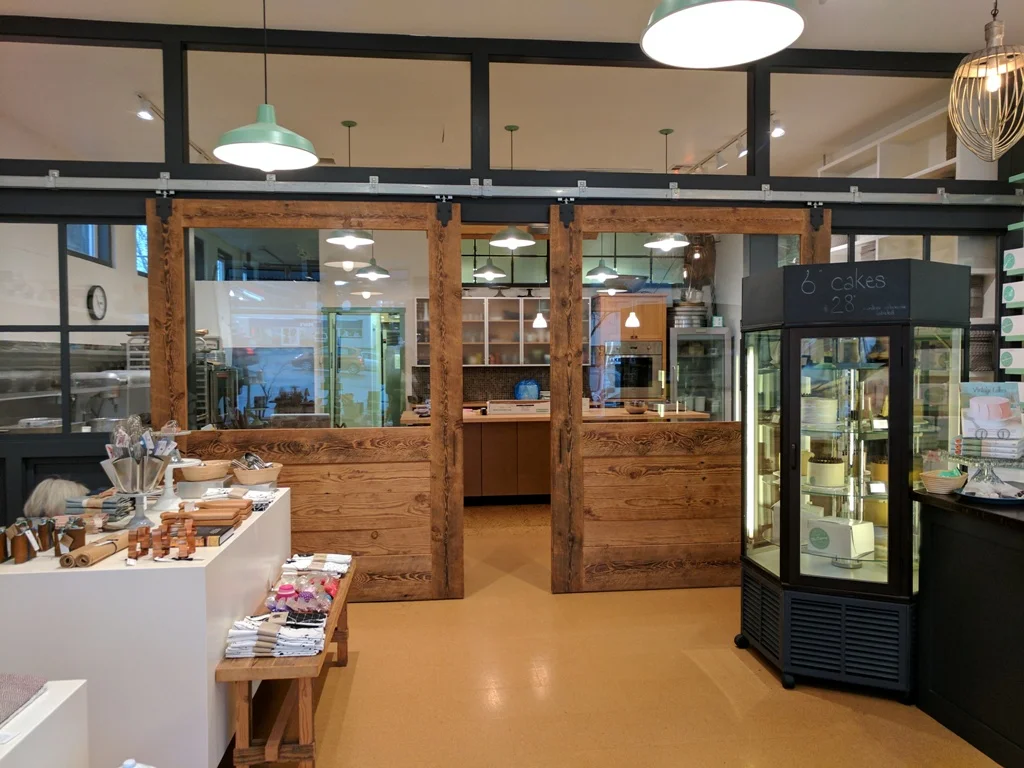 The Cakery - Large Barn Doors highlight the coolest kitchen in town!