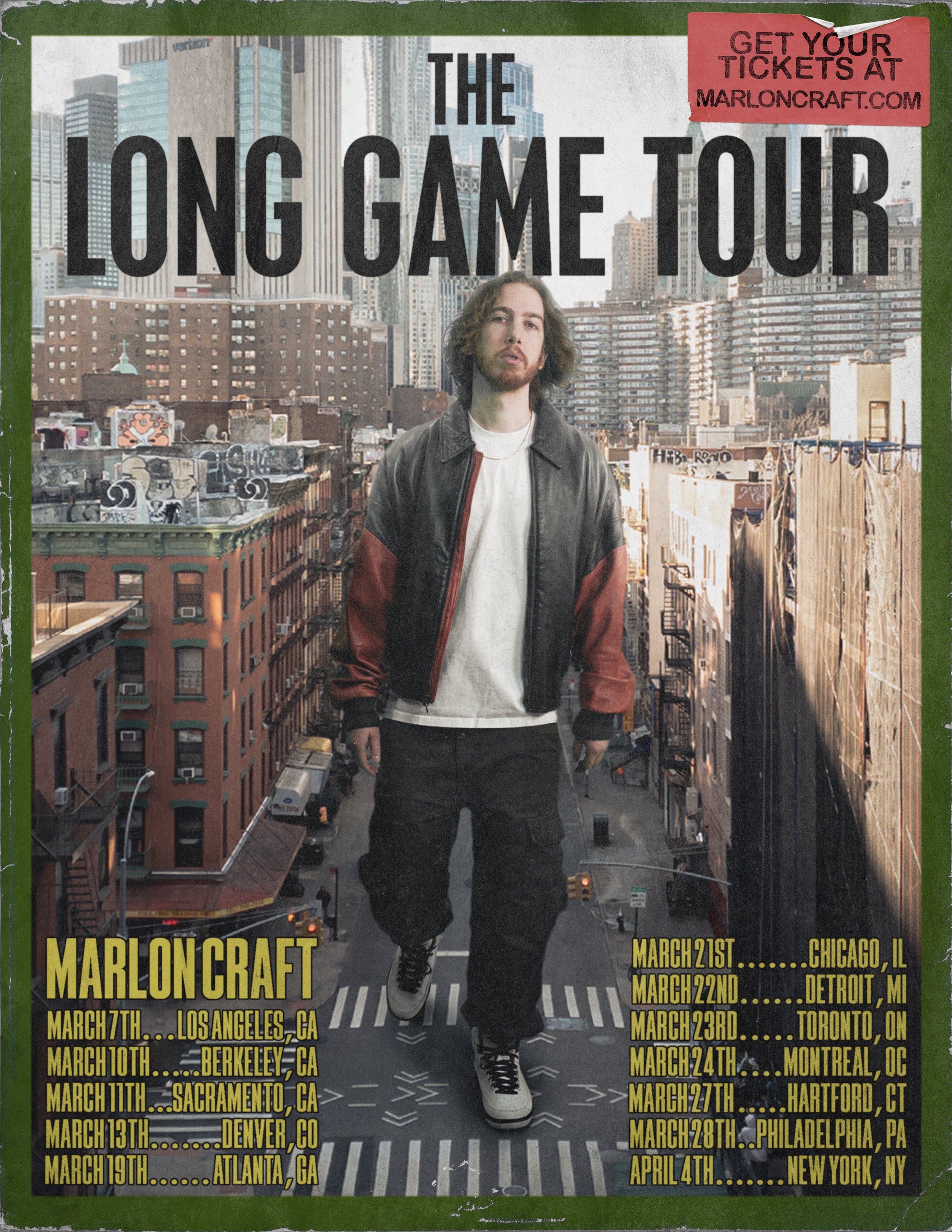 Photos and Design of Marlon Craft's "The Long Game Tour" poster