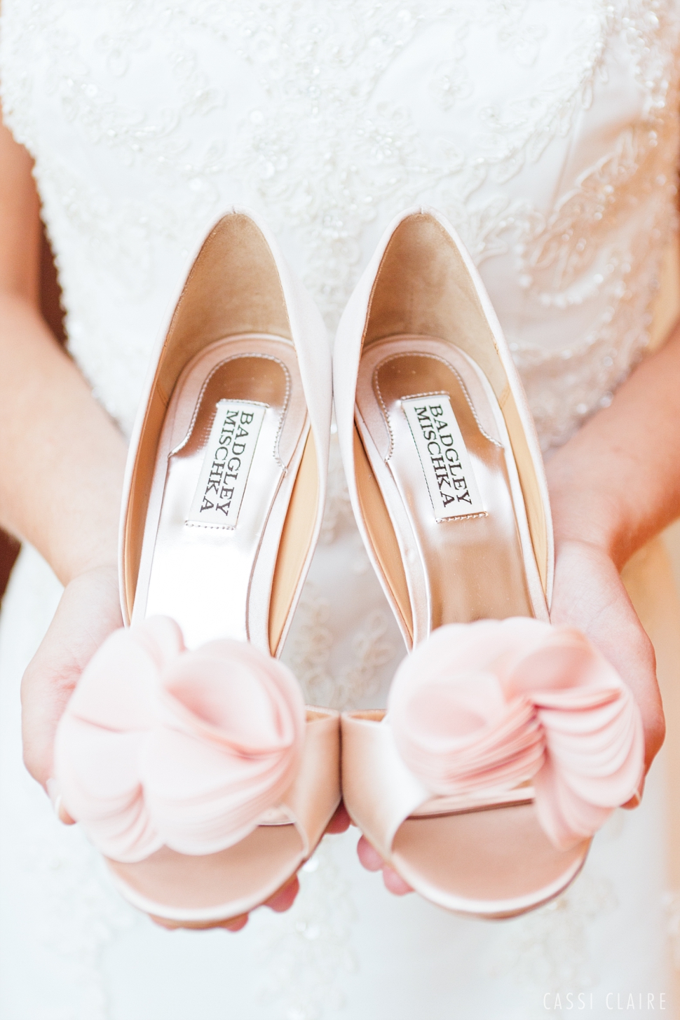 pink badgley mischka wedding shoes