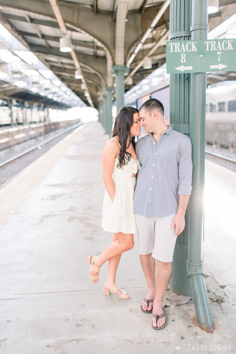 hoboken train station engagement photo