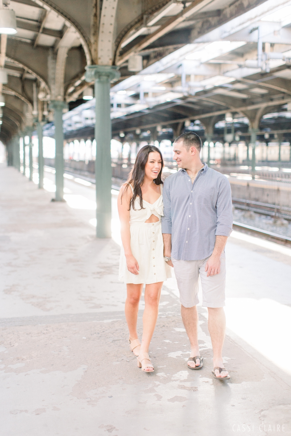 hoboken train station engagement photo