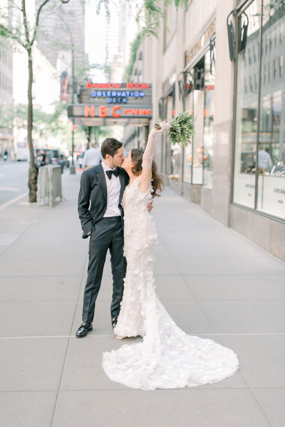 Bride and Groom outside Radio City NYC