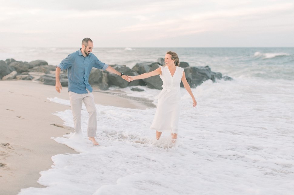 spring lake beach engagement photos