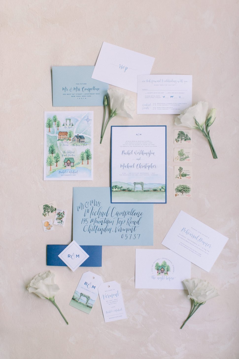 Mountain Top Inn wedding invitation suite