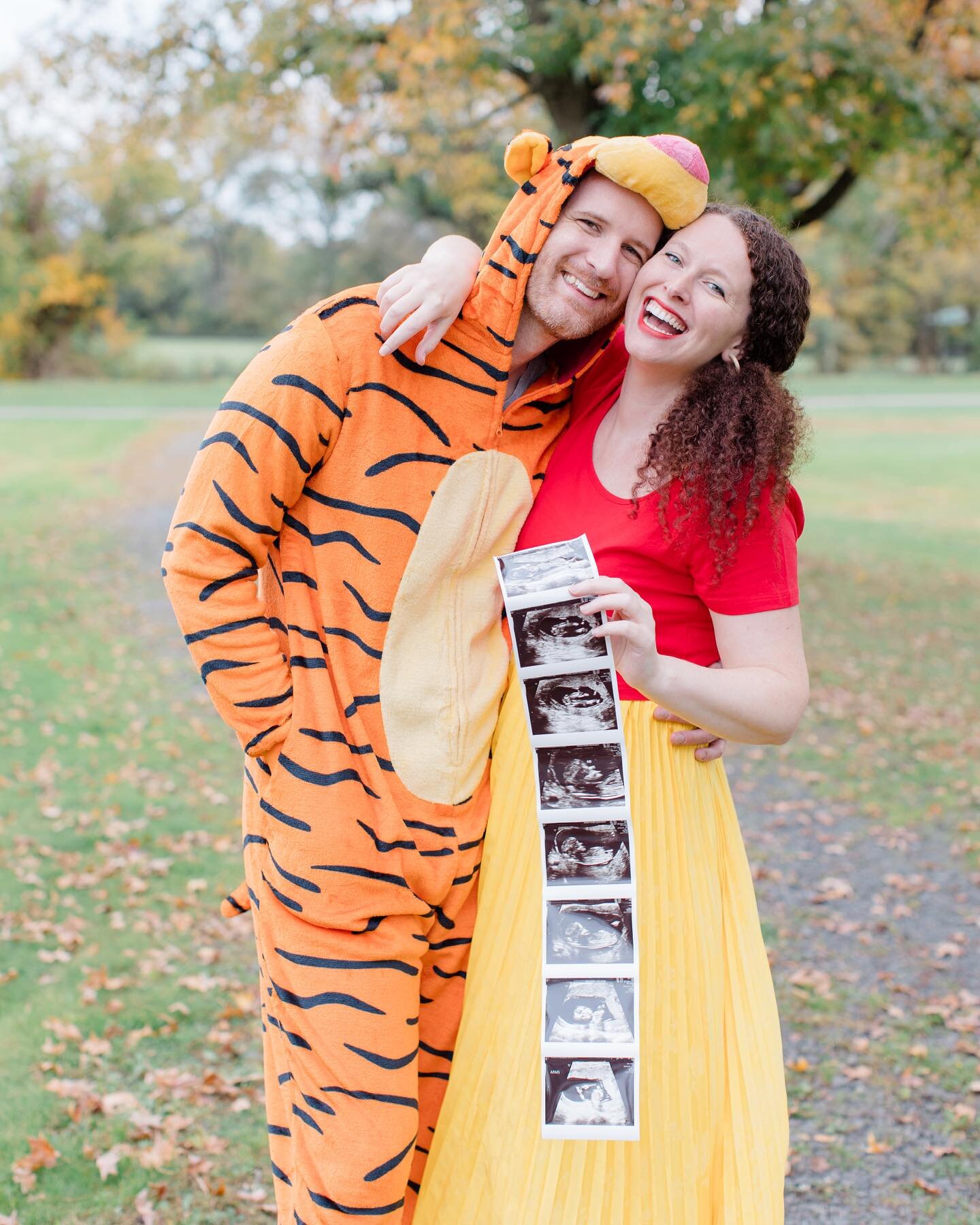 I'm so rumbly in my tumbly... 🍯

Our little &quot;Piglet&quot; arrives April 2024! We could not possibly be MORE excited, so we had to share our costumes a little early this year. In the wise words of Tigger...&quot;woohoohoohoooo!&quot;