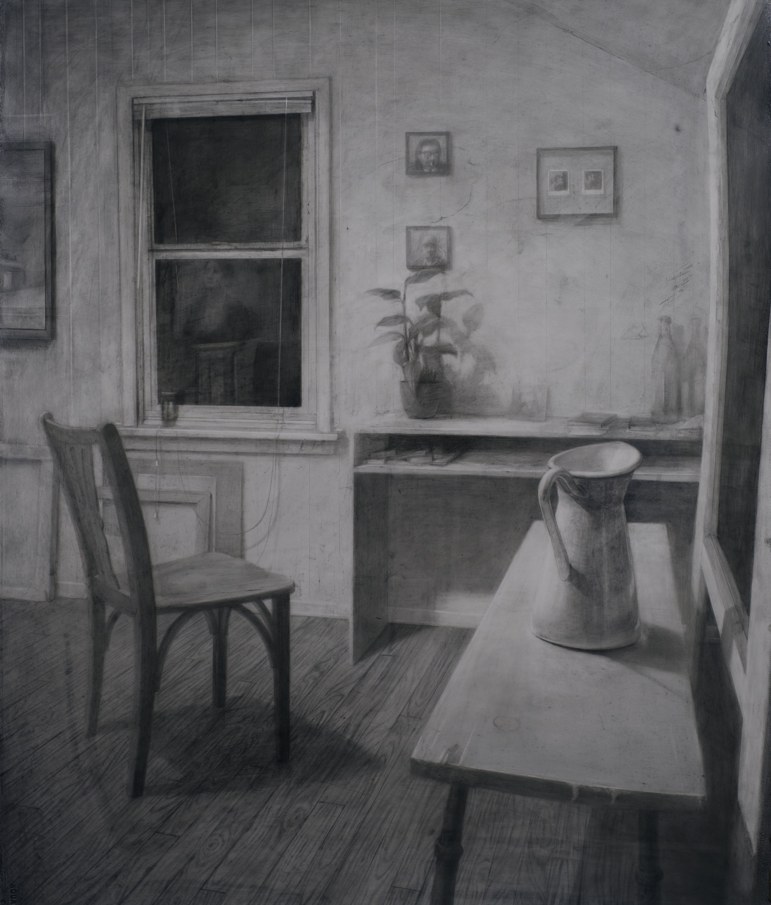 Night Studio, graphite on paper, 30" x 26"