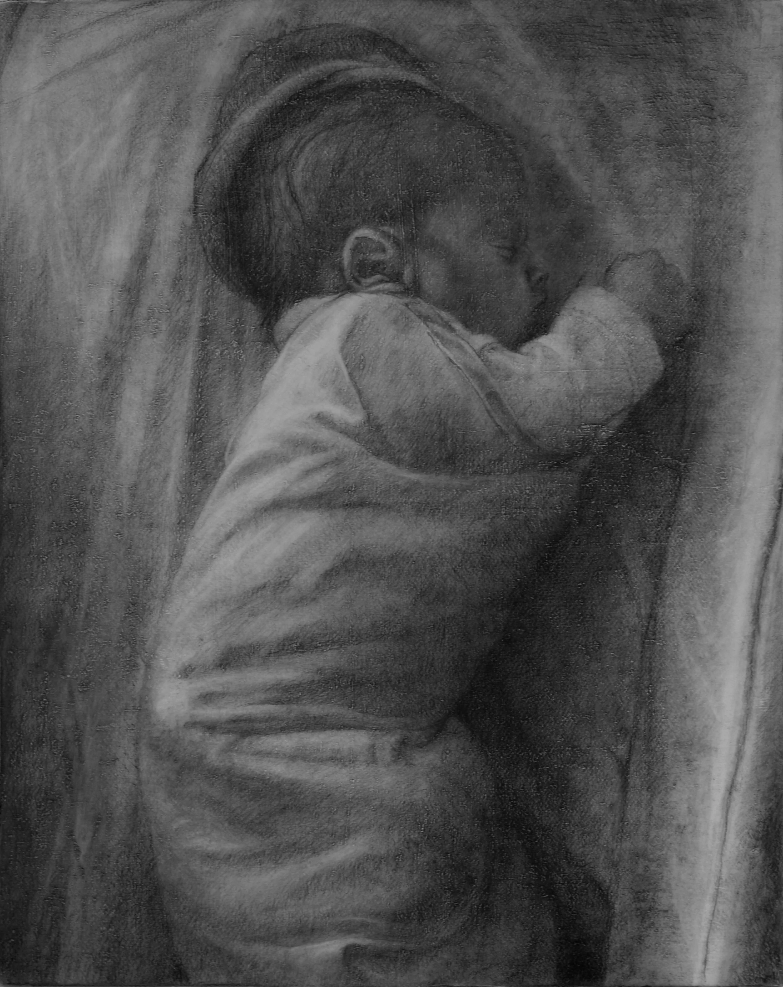 Nocturne, graphite on canvas mounted to canvas, 10" x 8" 