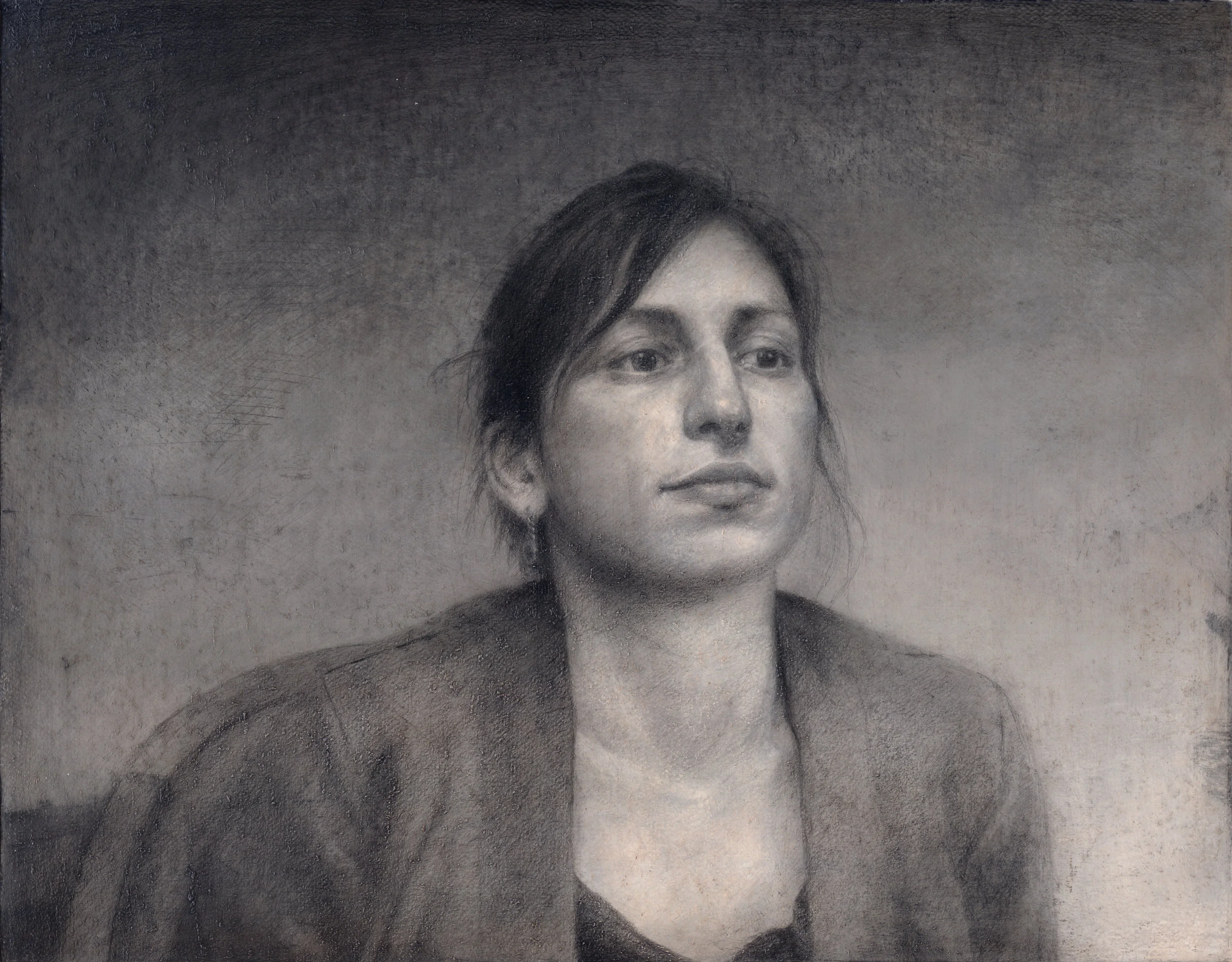 Susheela, graphite on canvas mounted to board, 8" x 10"