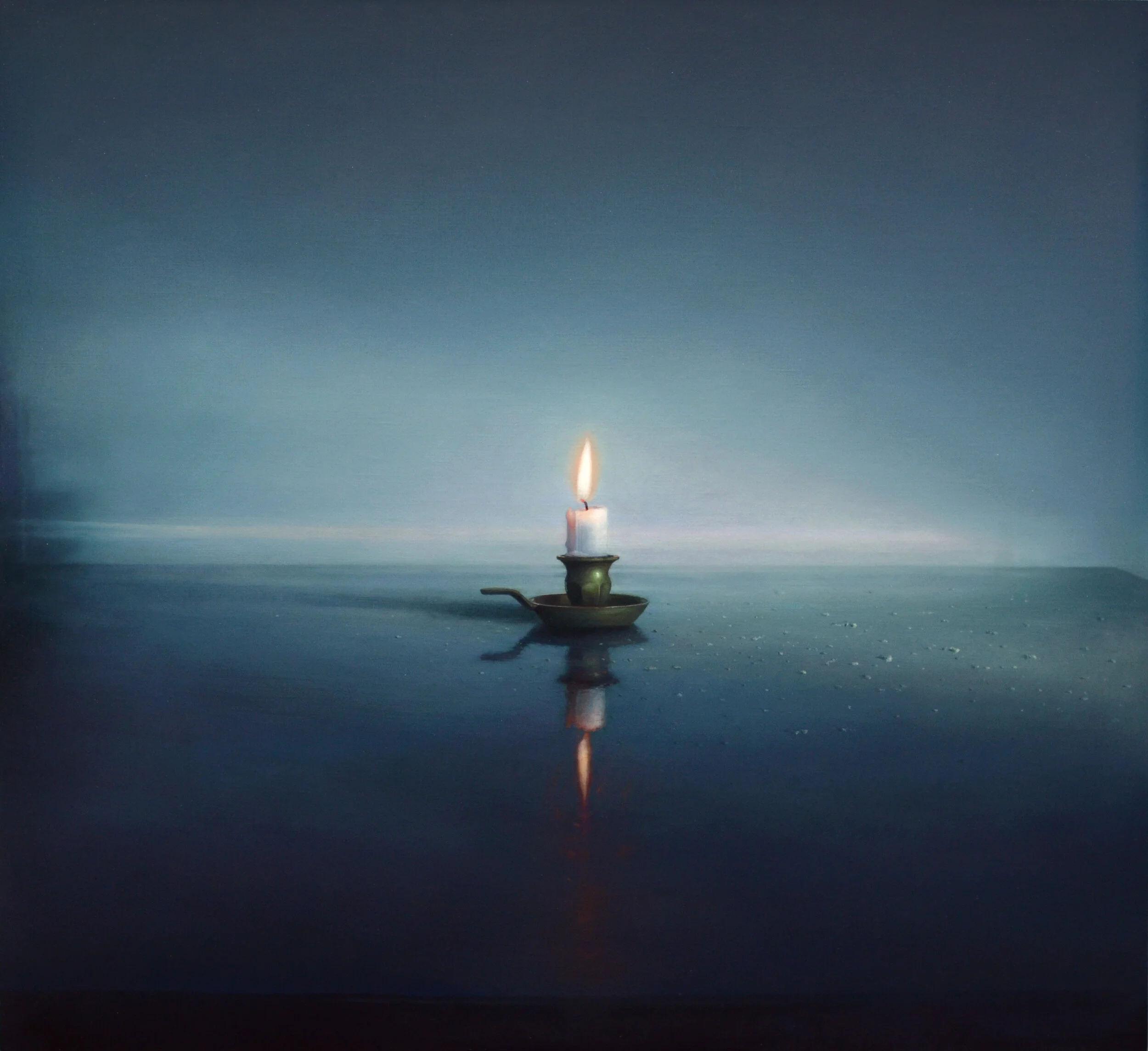 Candle and Dust, oil on linen mounted to panel, 22" x 24"