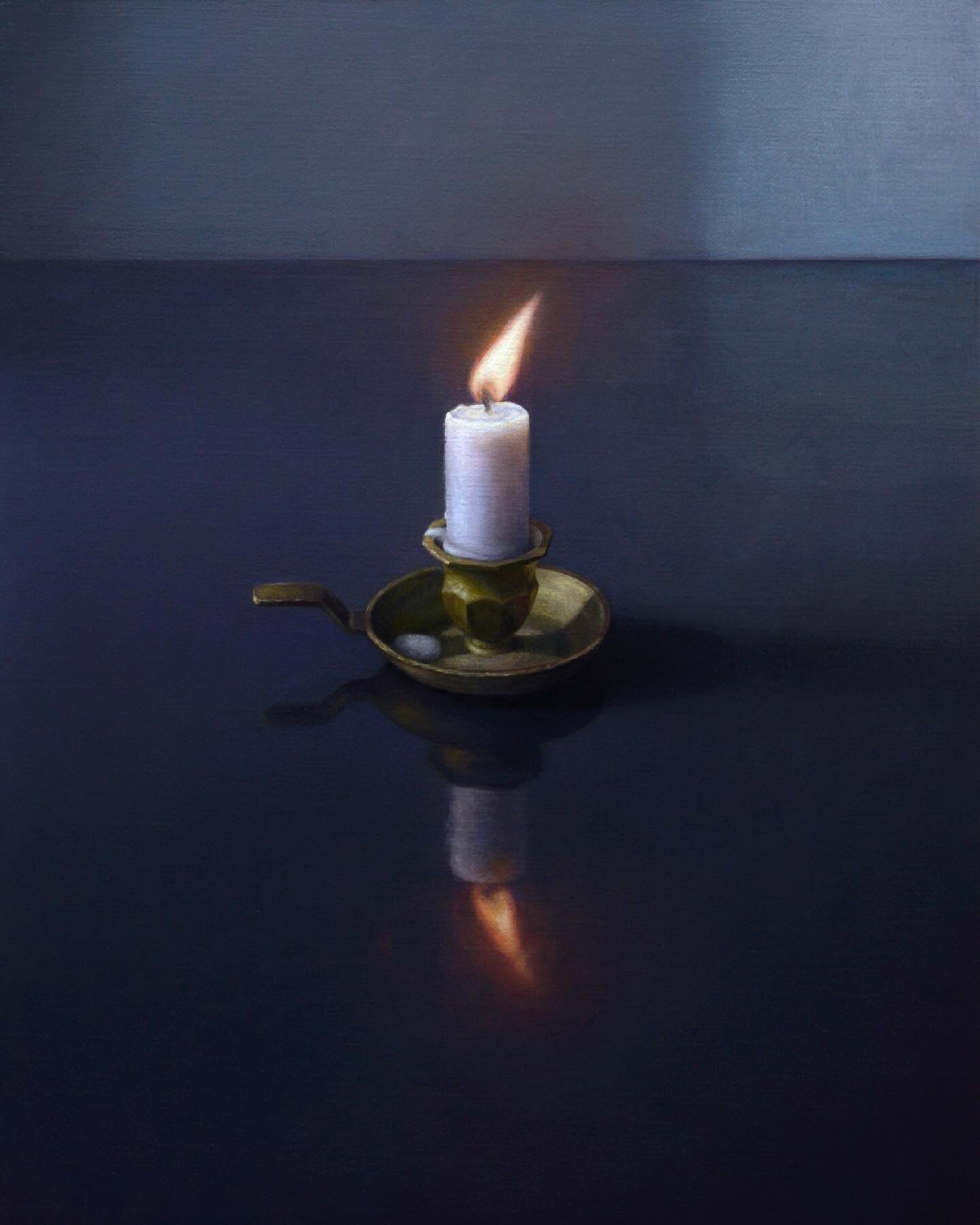 Candle on Black Table, oil on linen mounted to aluminum panel, 11&rdquo; x 14&rdquo;
.
This painting is shipping tomorrow to @winfieldgallery gallery in CA.  Safe travels ✨
.

#davidstangerstudio #davidstanger #winfieldgallery #oilpainting #naturamor