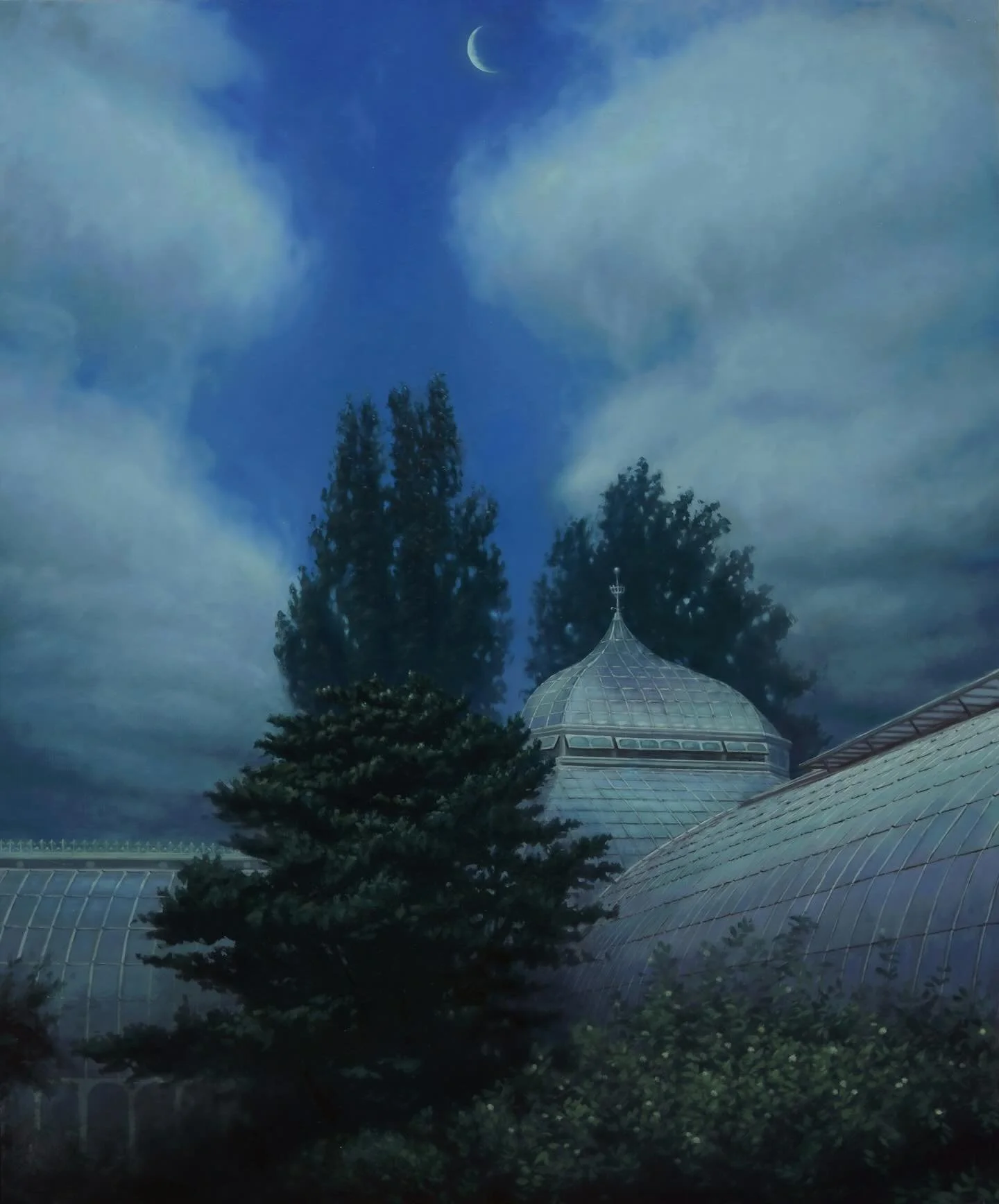 Greenhouse, oil on linen mounted to panel, 24&rdquo; x 20&rdquo;
.
.
.
#davidstanger #davidstangerstudio #nocturne