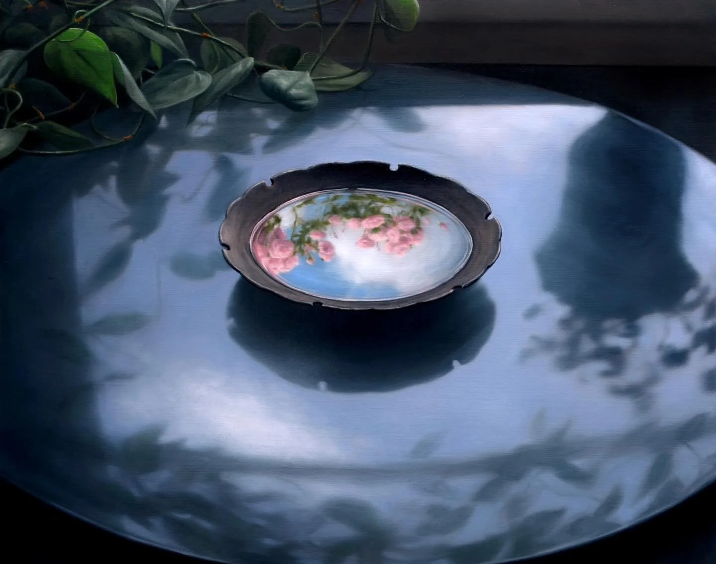 Bowl of Water on a Black Table, oil on linen mounted to panel, 16&rdquo; x 20&rdquo;. 

Finished late summer.
.
.
.
.
#davidstanger #davidstangerstudio #stilllife #naturamorta #summer