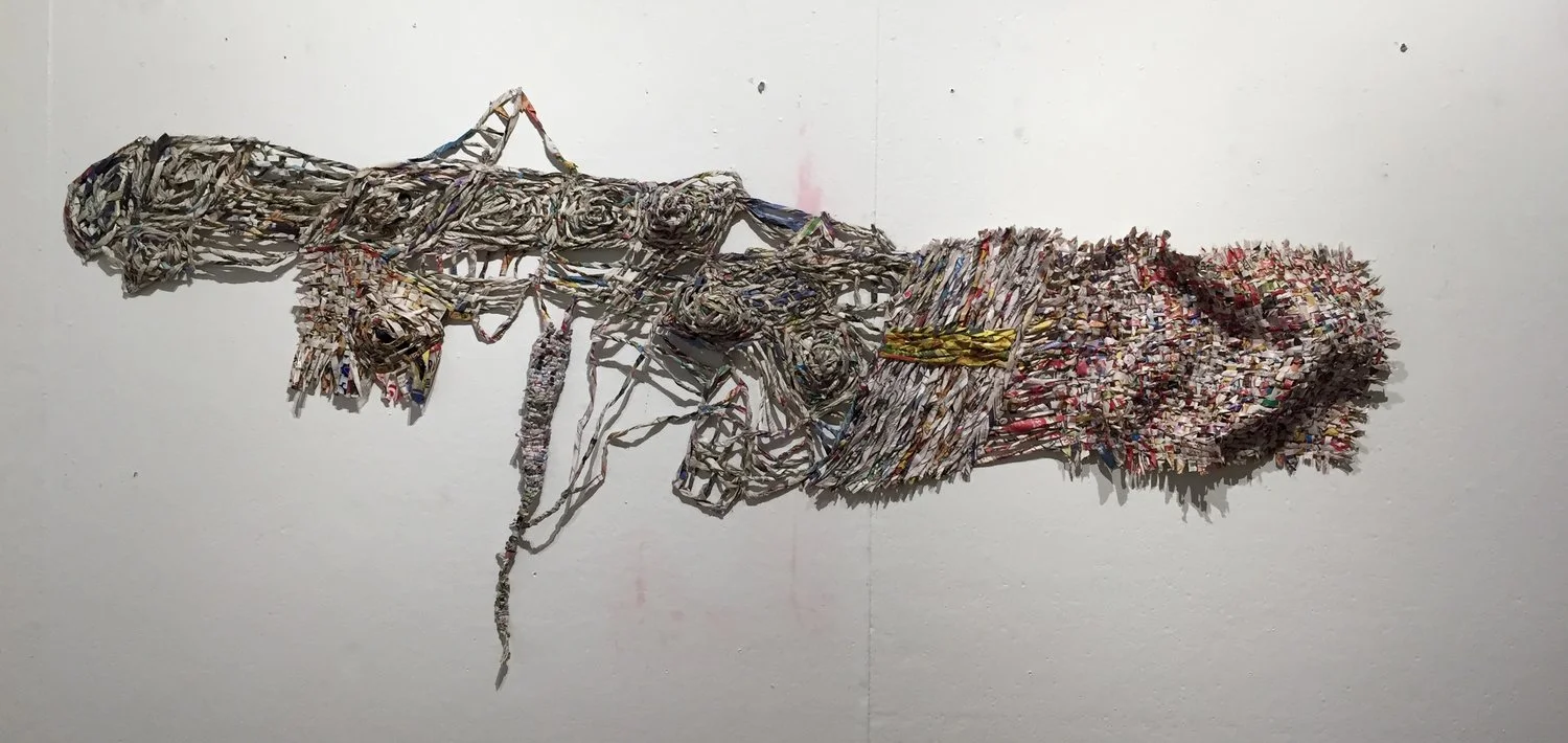 Take a Deep Breath , 2016 newspaper and ink 20” x 67”