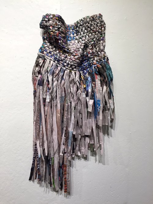 Blanket Statement , 2016 newspaper and wire 30” x 14”