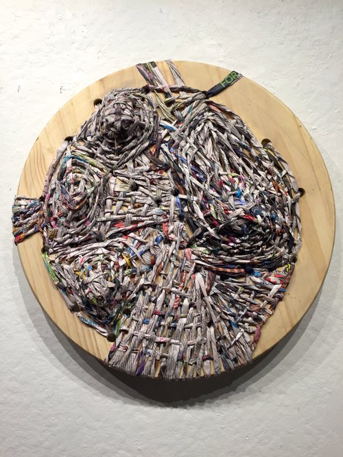 Take Too, 2016 newspaper on wooden panel 24” x 24”