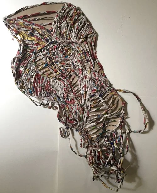 Untitled, 2016 newspaper and cardboard 20” x 16”