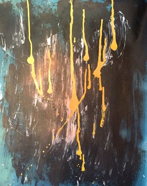 Drop , 2015 acrylic and ink on panel 20” x 18”