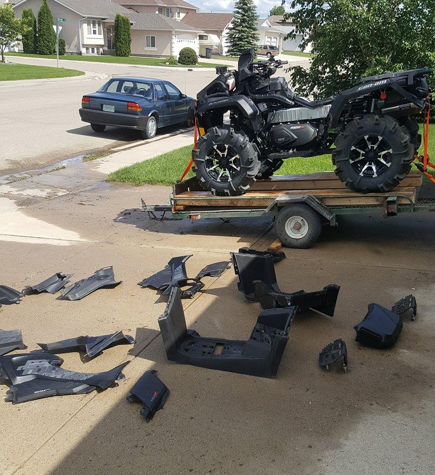 Tommy finally gets a chance to polish up his Can-am after its bath in the Alberta spring mud.