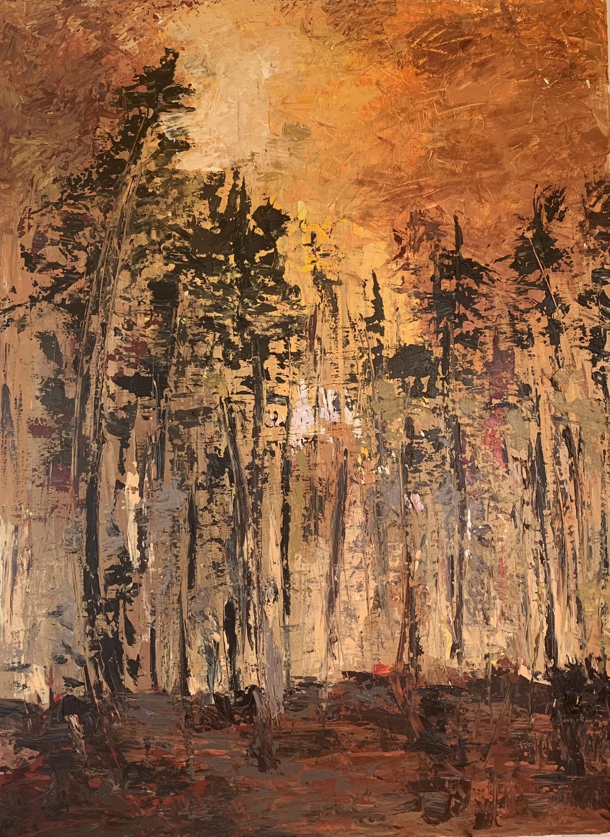 "forest fire in washington" 36x48 acrylic on canvas 2020