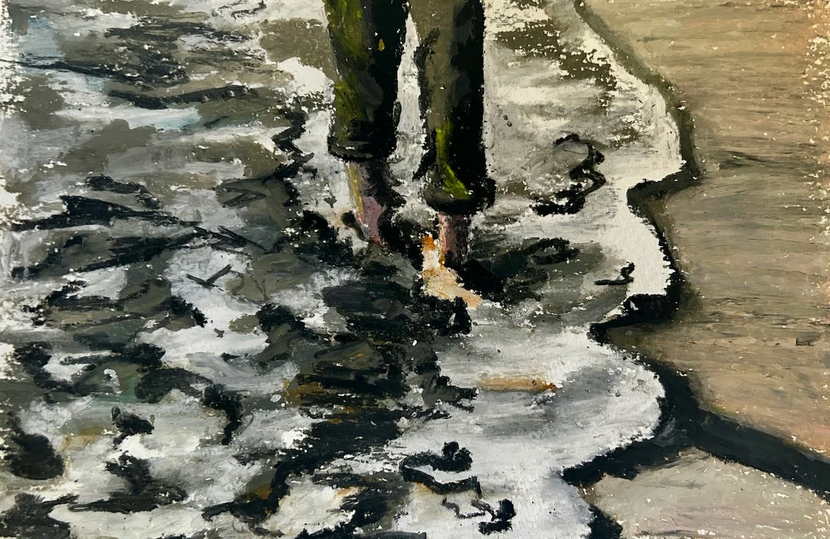 "pacifico" in 4x6, oil pastel on watercolor paper, 2023