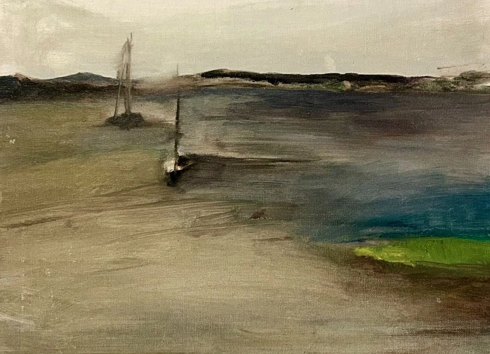 "windy in little compton" 9x12 oil on panel, 2024