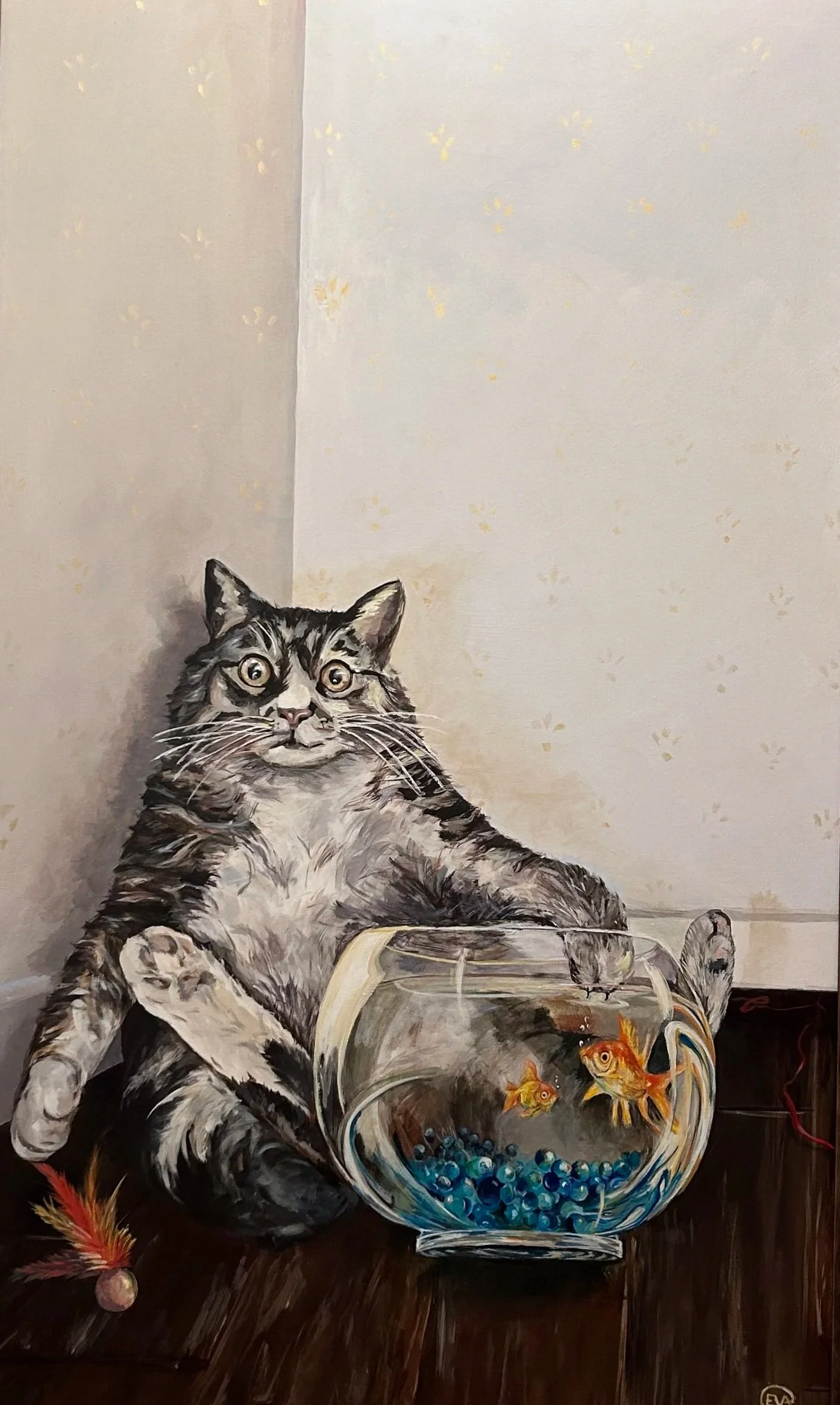 "caught 1" 36x60 acrylic on canvas 2024