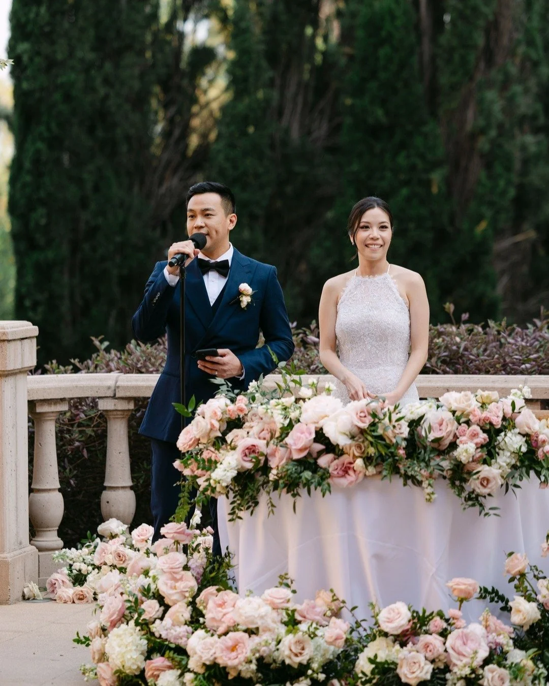 One of the things I love to recommend to kick off a reception is a welcome speech by the Newlyweds. This gives you an opportunity to greet all of your guests and formally welcome them to your celebration. You can also thank specific people or groups 