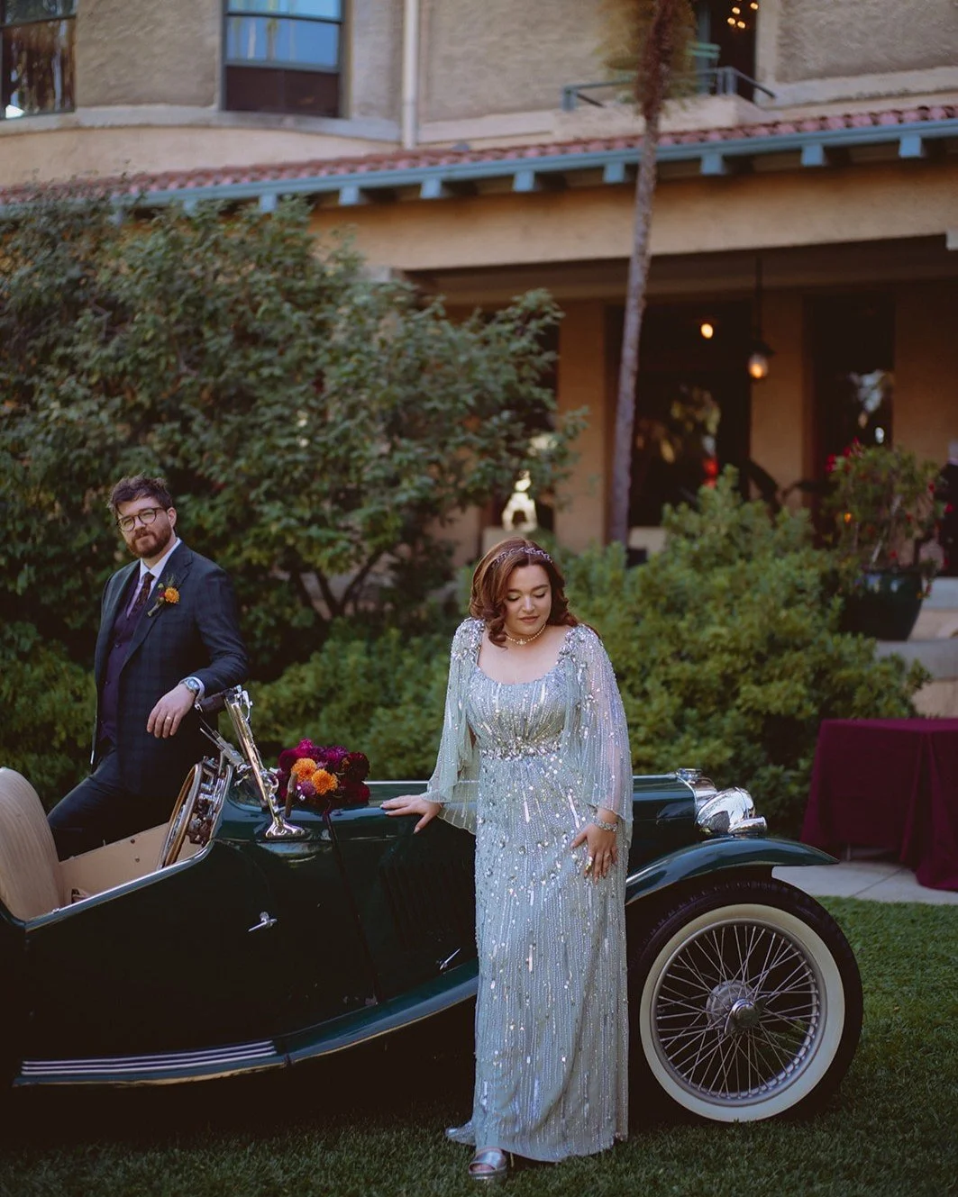 If you're a car lover like me, you don't discriminate when you see a beautiful vintage rental like this 1937 MG TA. It fit perfectly into their old-glamour wedding day at Castle Green. 

It was also made available for guests to take photos with, whic