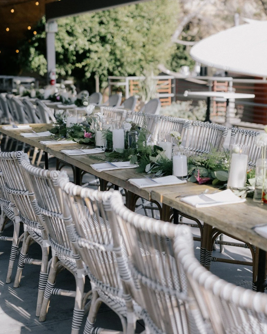 What's your take long banquet tables versus round tables for a wedding reception? For me, it really depends on what the venue includes and what vibe I want to achieve for the evening. Lately I think couples are really digging the banquet style seatin