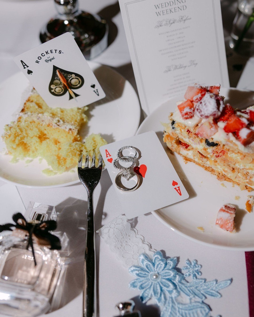 We've all seen and love our wedding flat lays that consist of invitations and printed details, wedding rings, florals and more. But have y'all seen a night-time flat lay? This one by Bryte Moments had me at WOW when I first saw it! It was perfect for
