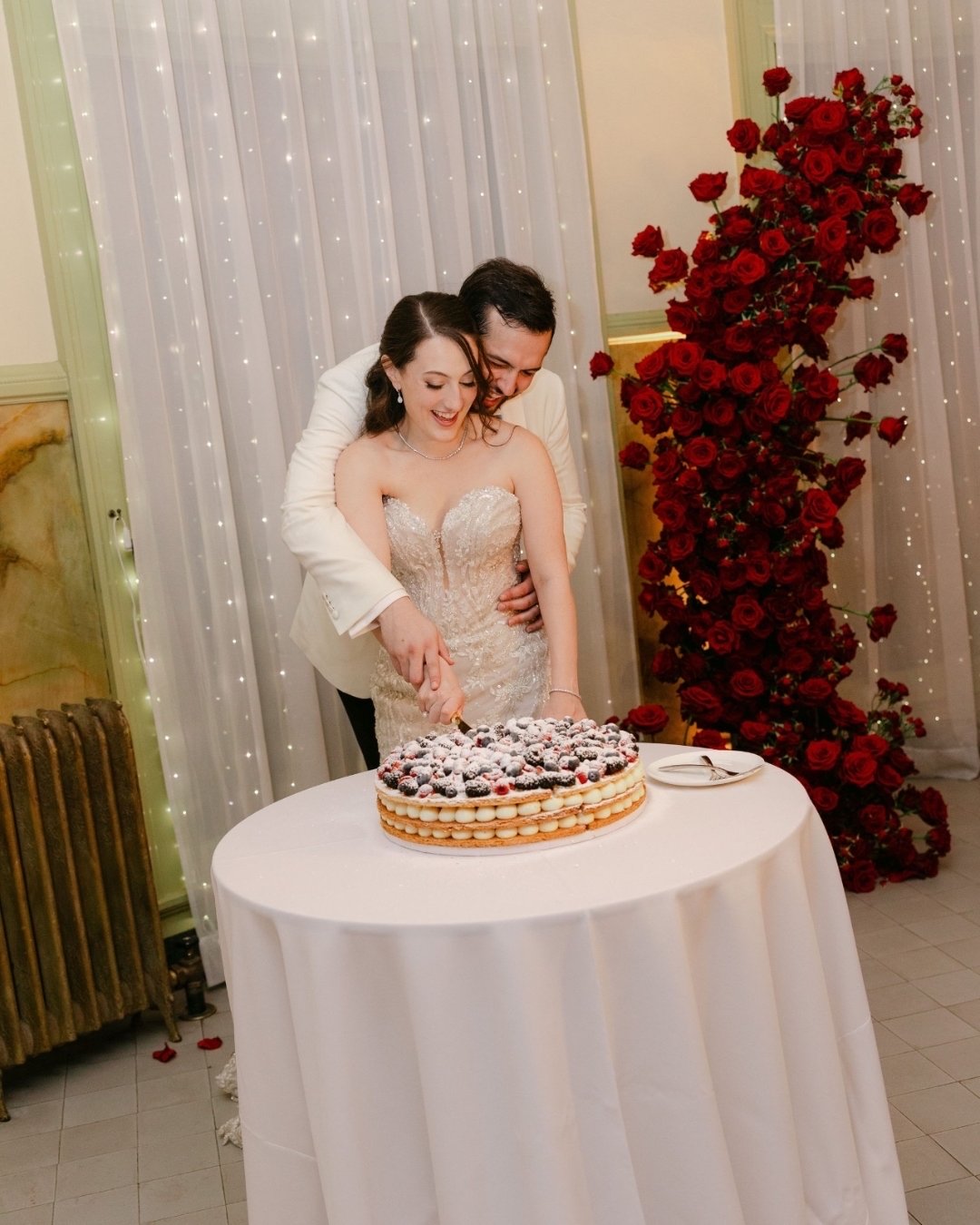 What are your thoughts on a wedding cake? I know many couples who aren&rsquo;t into cake and opt for other types of dessert for the big day. A+J here featured two wedding cakes for the evening, one of which was this beautiful millefoglie cake hand-as