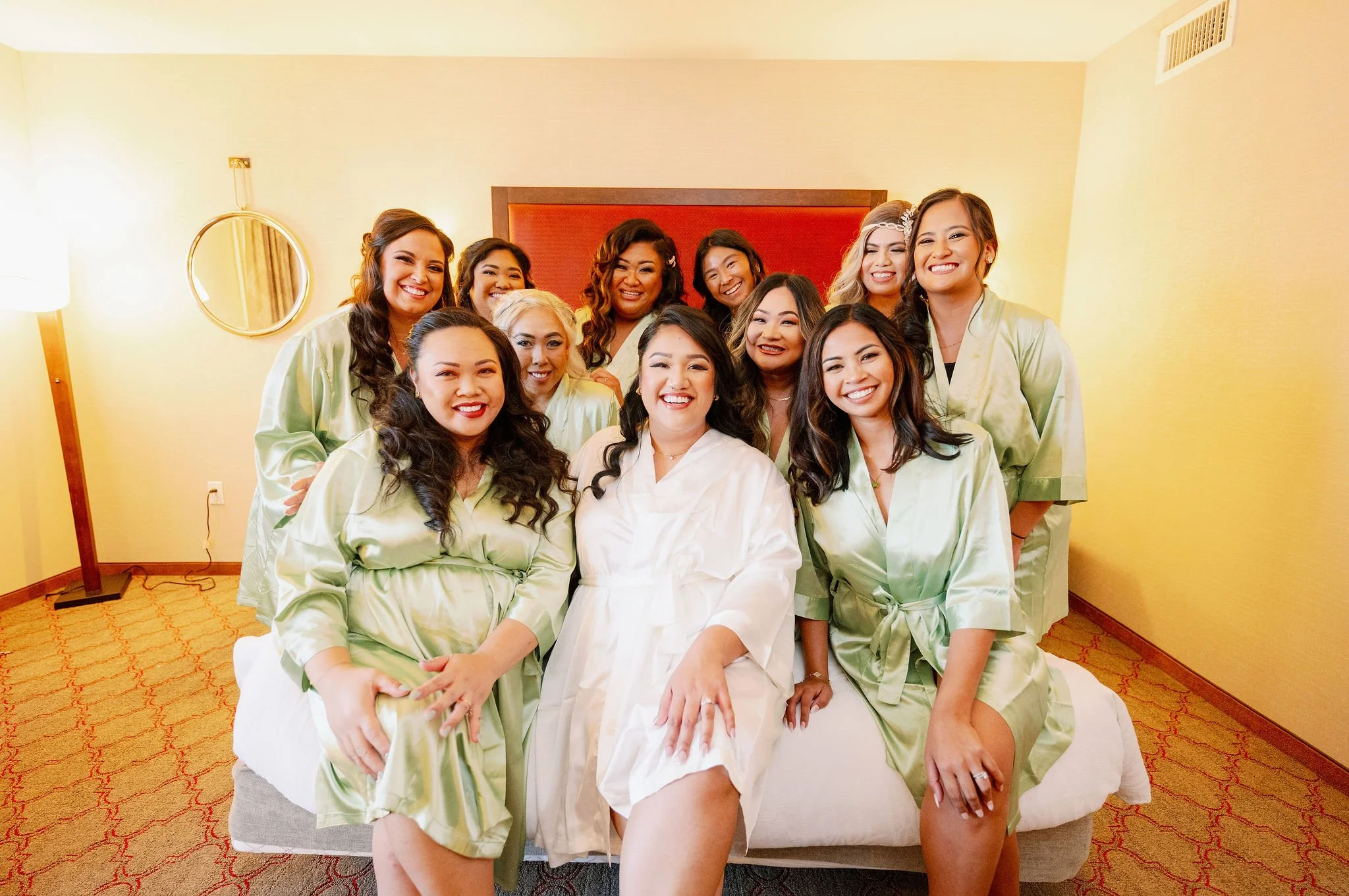 Bride and Bridesmaids Getting Ready