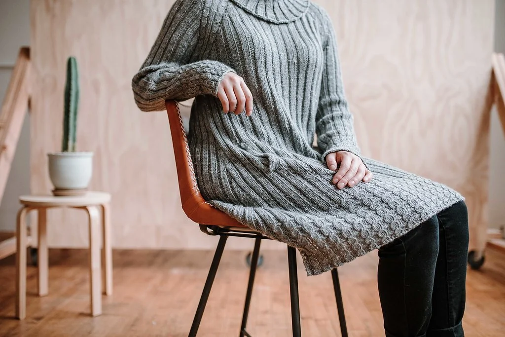 grey cable knit sweater dress Plot Twist Half-Zip Cable Knit Sweater Dress Starlight Blue / L main image 0