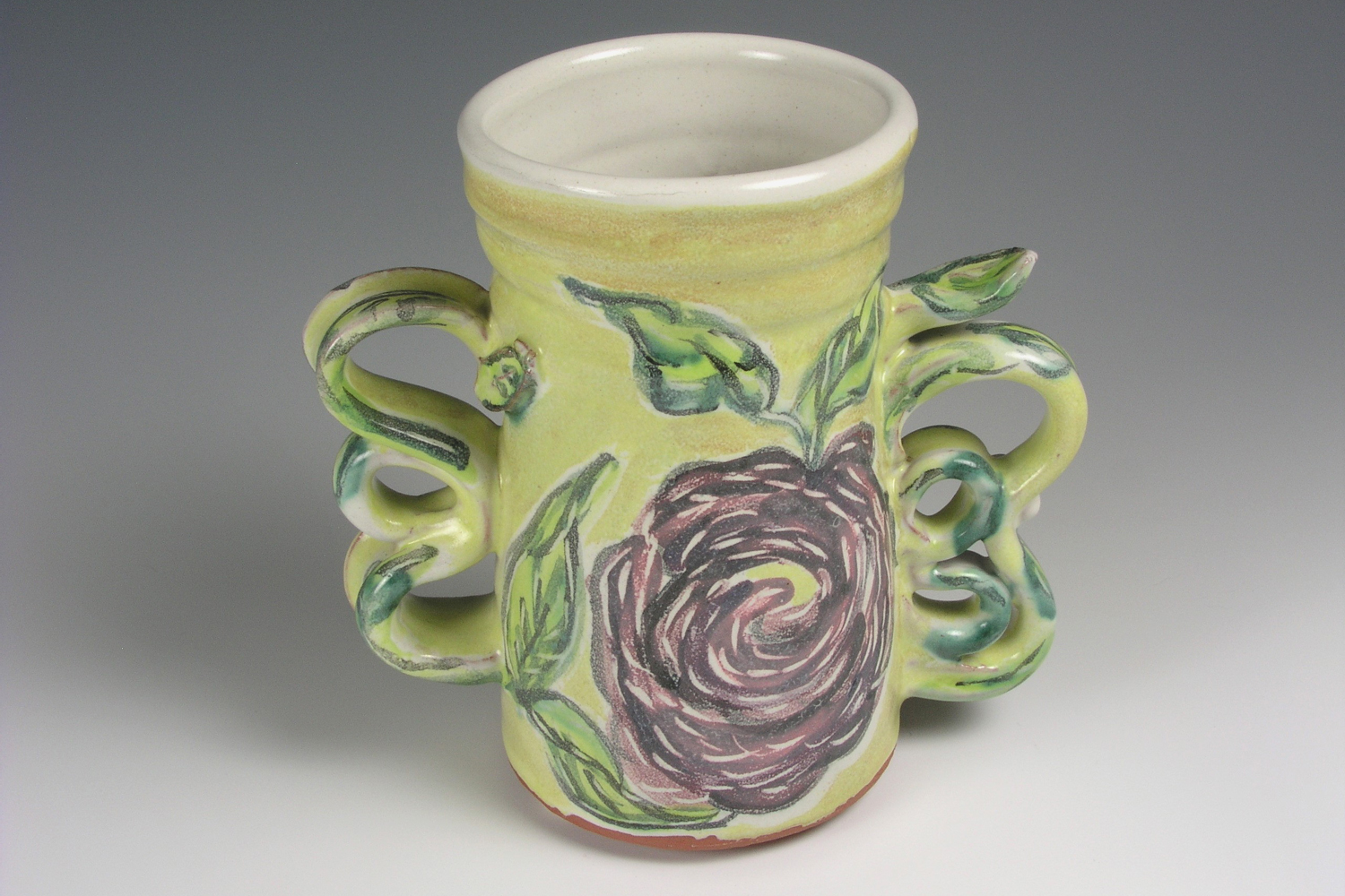 Majolica Floral Vase, View 2 crop.jpg