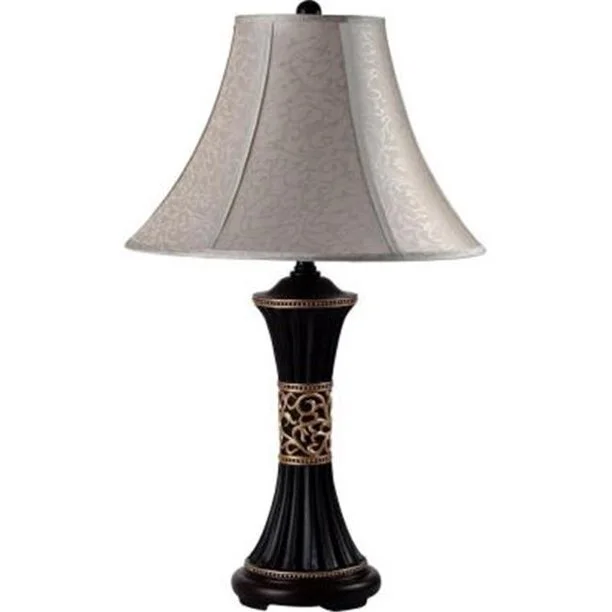 Metal and Polyresin Floral Table Lamp