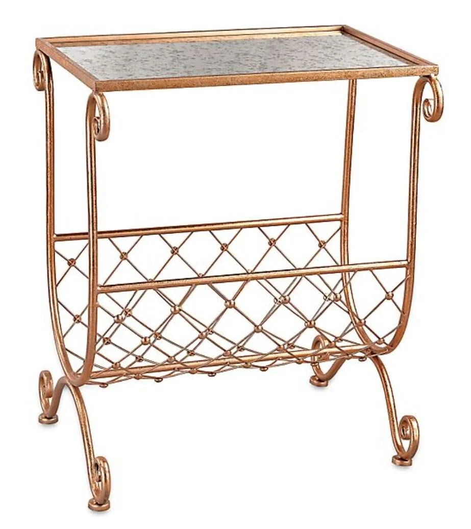 Side Table with Magazine Rack in Copper