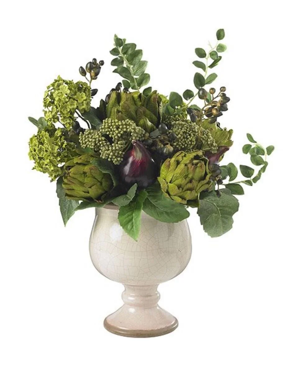 Natural Artichoke and Hydrangea Silk Flower Arrangement