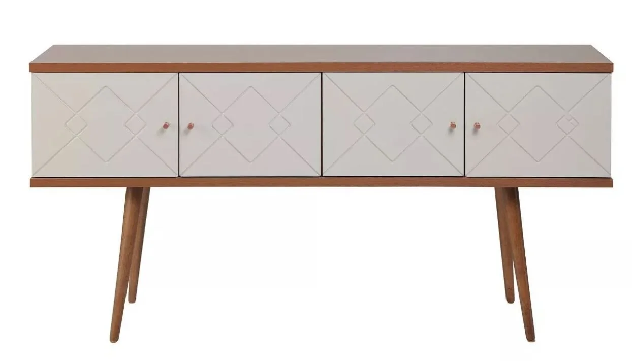Modern Sideboard with Solid Wood Legs Maple Cream/Off-White