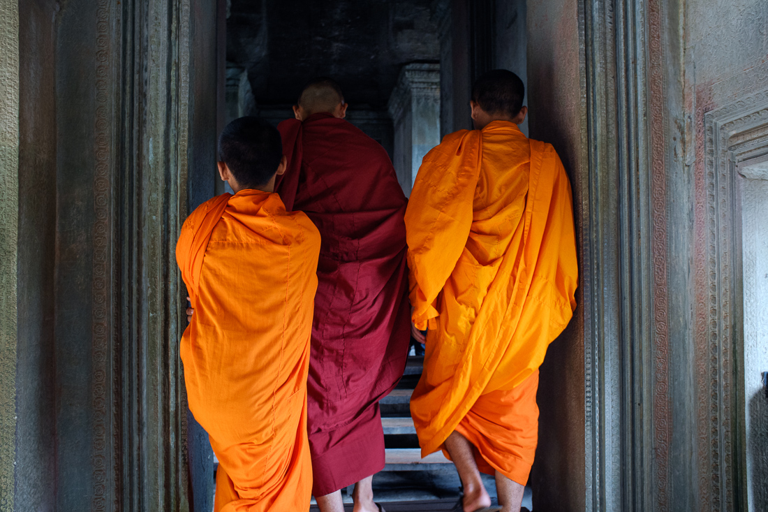  Bhuddist monks, Angkor Wat, Cambodia. 