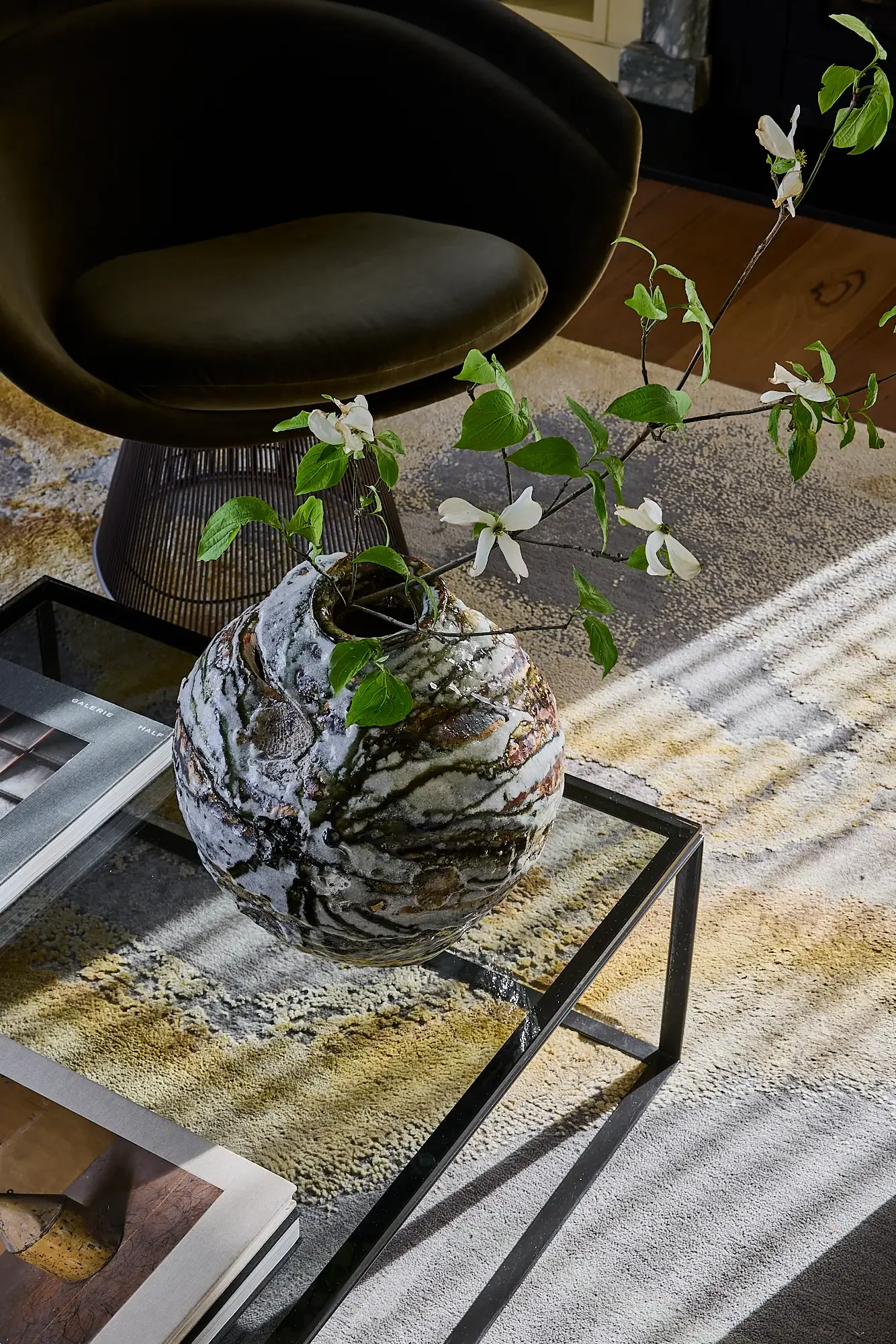 Balmoral Reverie living room detail with coffee table, decorative vase and layered interior styling