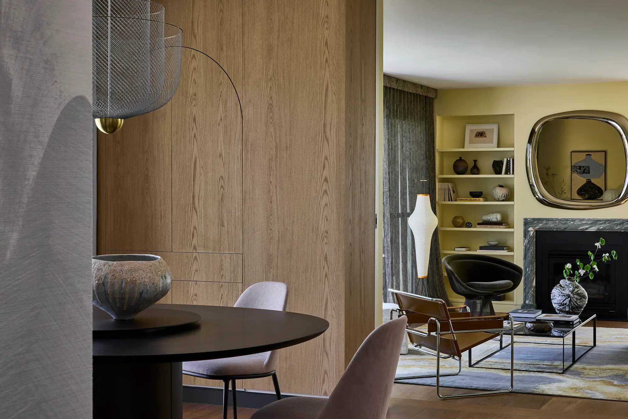 Balmoral Reverie open plan living and dining room with sculptural furniture and bold interiors