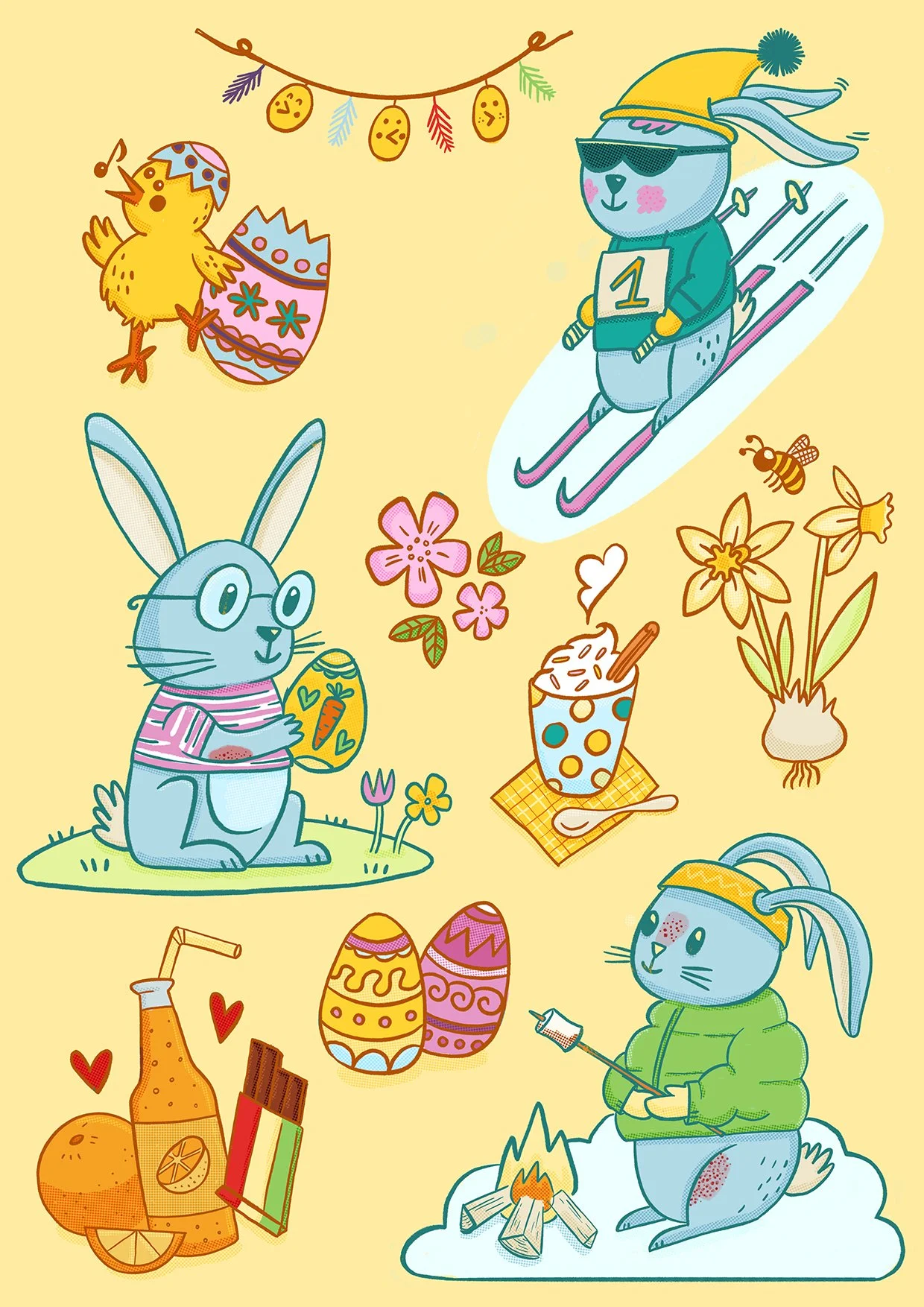 Påskeillustrasjoner for Psoriasis- og eksemforbundet