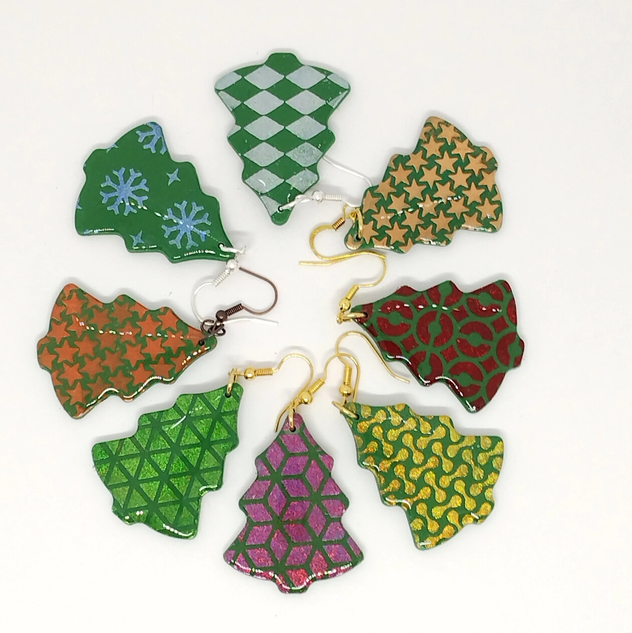 Christmas tree shape polymer clay earrings