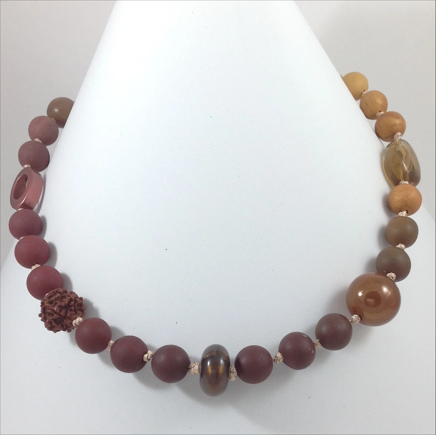 brown polymer clay short necklace