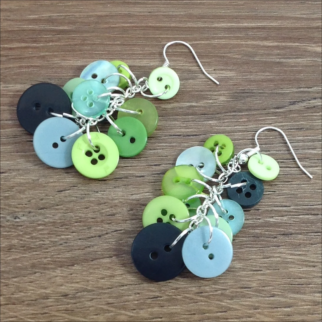 green button earrings