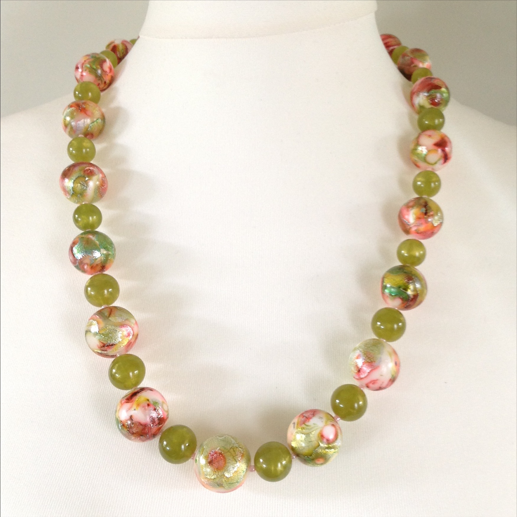 mokume gane polymer clay bead necklace